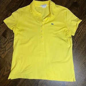 Lacoste Women’s Yellow Polo 44 L EUC Preppy